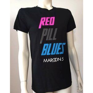 Red Pill Blues Maroon 5  Black Tee Fitted Cut